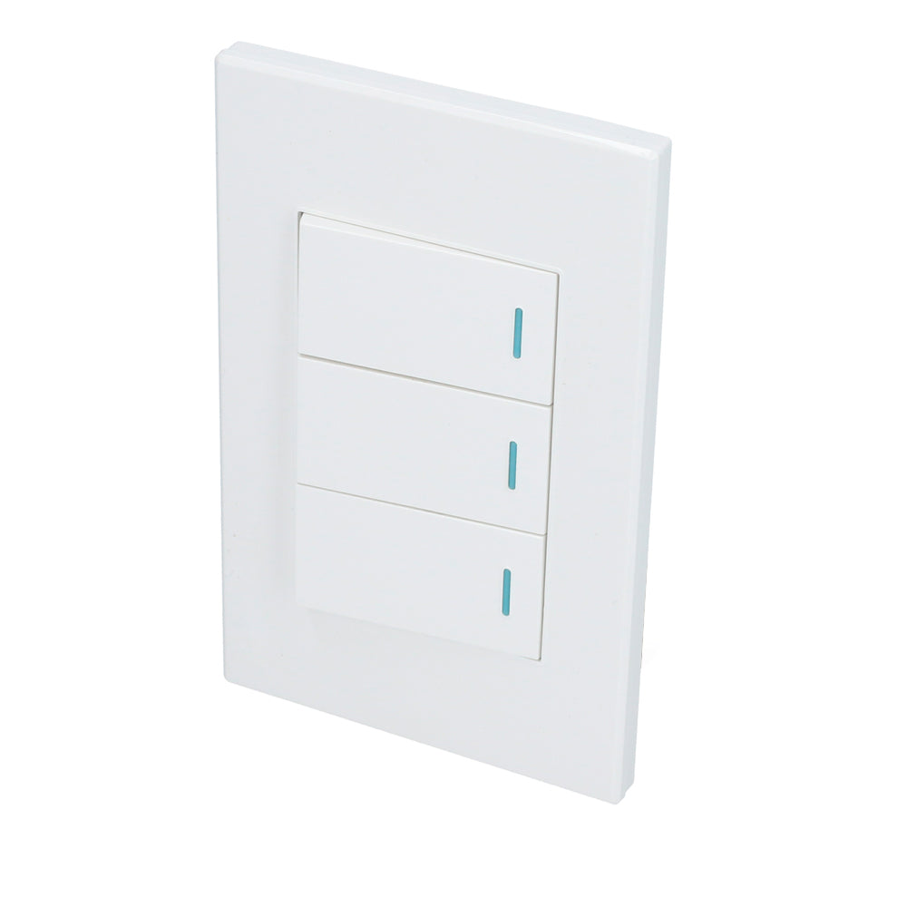 PLACA 3 SWITCH 1/3, LÍNEA PREMIUM, COLOR BLANCO SURTEK