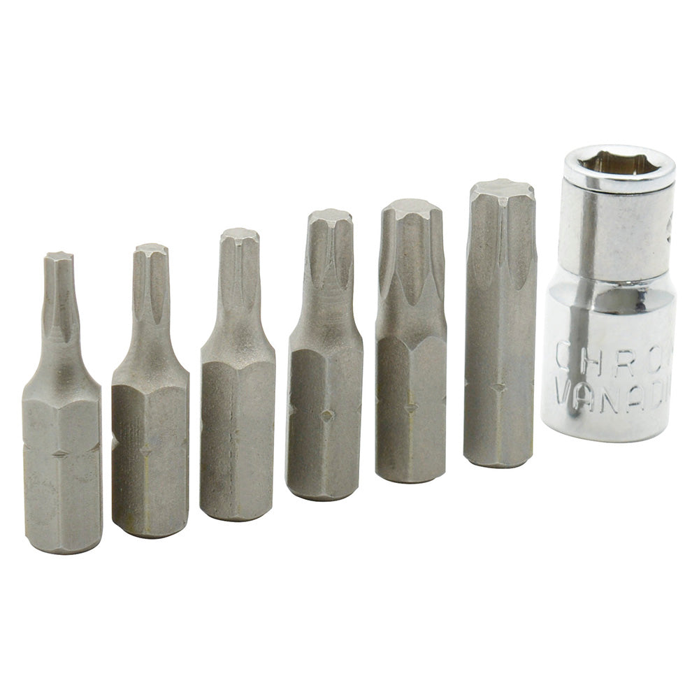 JUEGO DE PUNTAS TORX HEXÁGONO DE 1/4" CON ADAPTADOR, 7 PIEZAS SURTEK