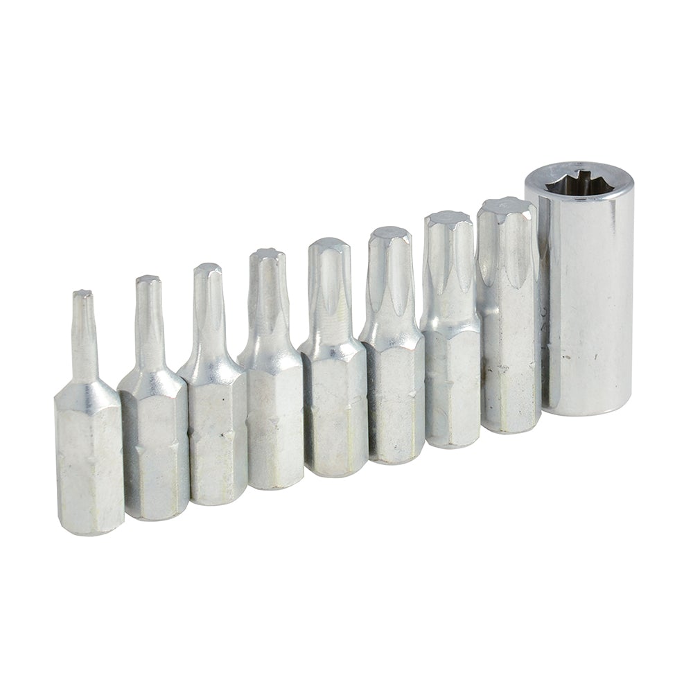 JUEGO DE PUNTAS TORX HEXÁGONO DE 1/4" CON ADAPTADOR, 9 PIEZAS SURTEK