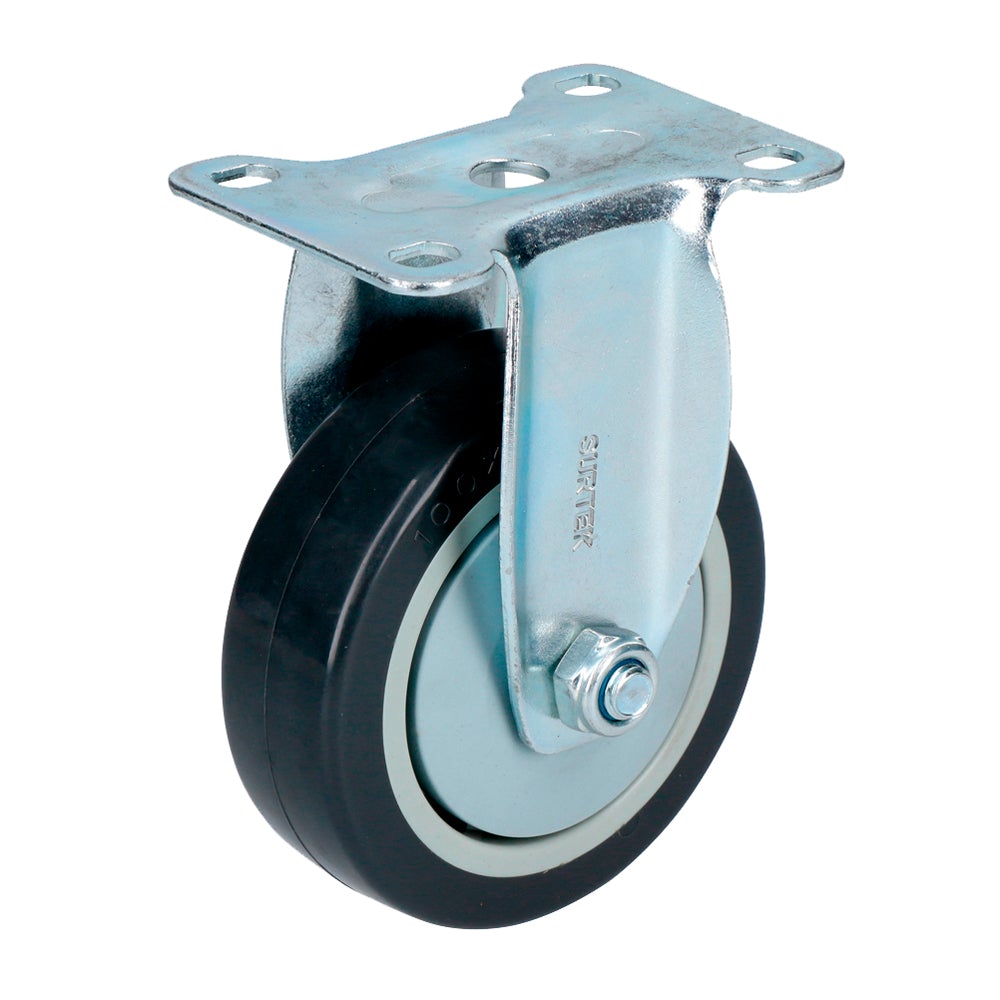 RODAJA DE POLIURETANO NEGRO FIJA 4" SURTEK