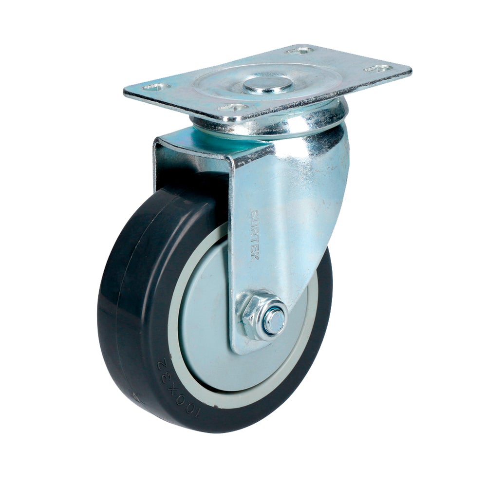 RODAJA DE POLIURETANO NEGRO GIRATORIA 4" SURTEK