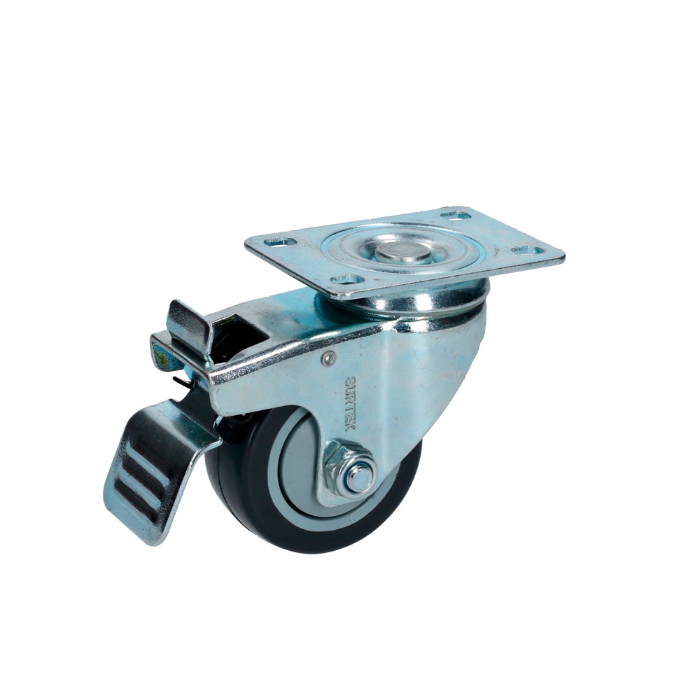 RODAJA DE POLIURETANO NEGRO GIRATORIA CON FRENO 3" SURTEK