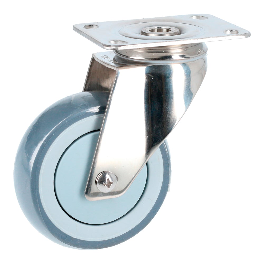 RODAJA DE TPR GRIS CON HERRAJES DE ACERO INOXIDABLE GIRATORIA 4" SURTEK