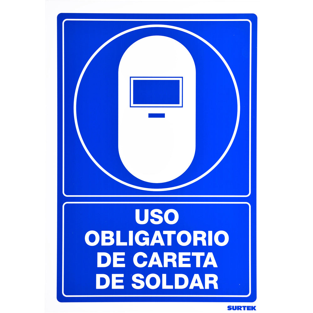 SEÑAL "USO OBLIGATORIO DE CARETA DE SOLDAR" SURTEK