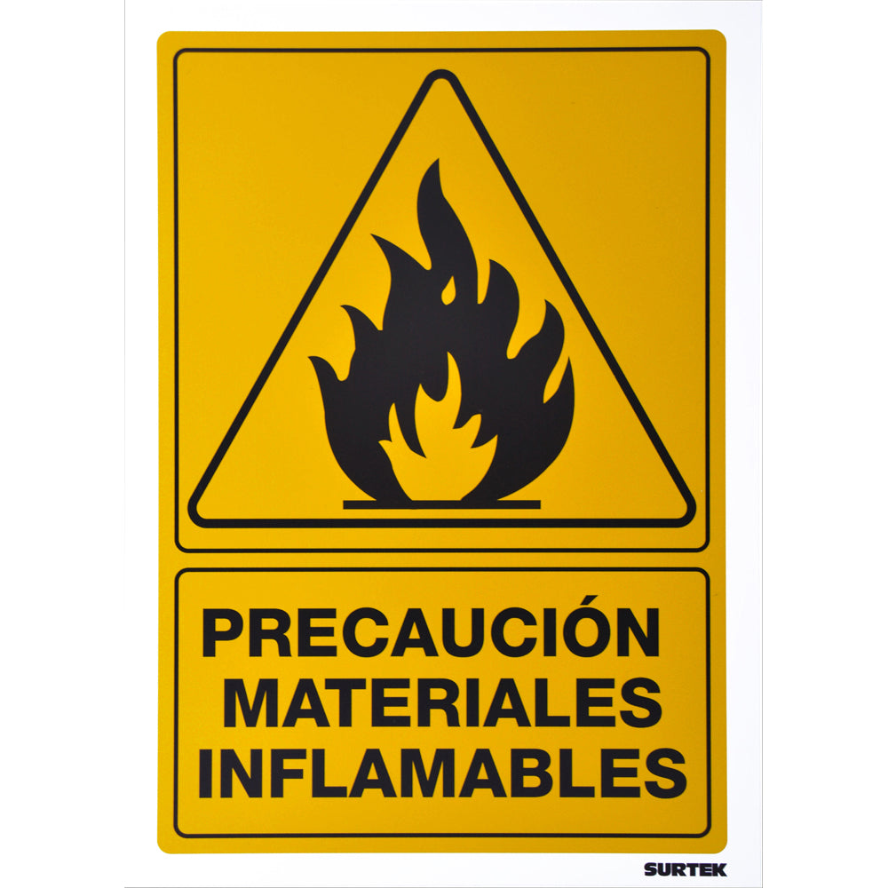 SEÑAL "PRECAUCIÓN MATERIALES INFLAMABLES" SURTEK