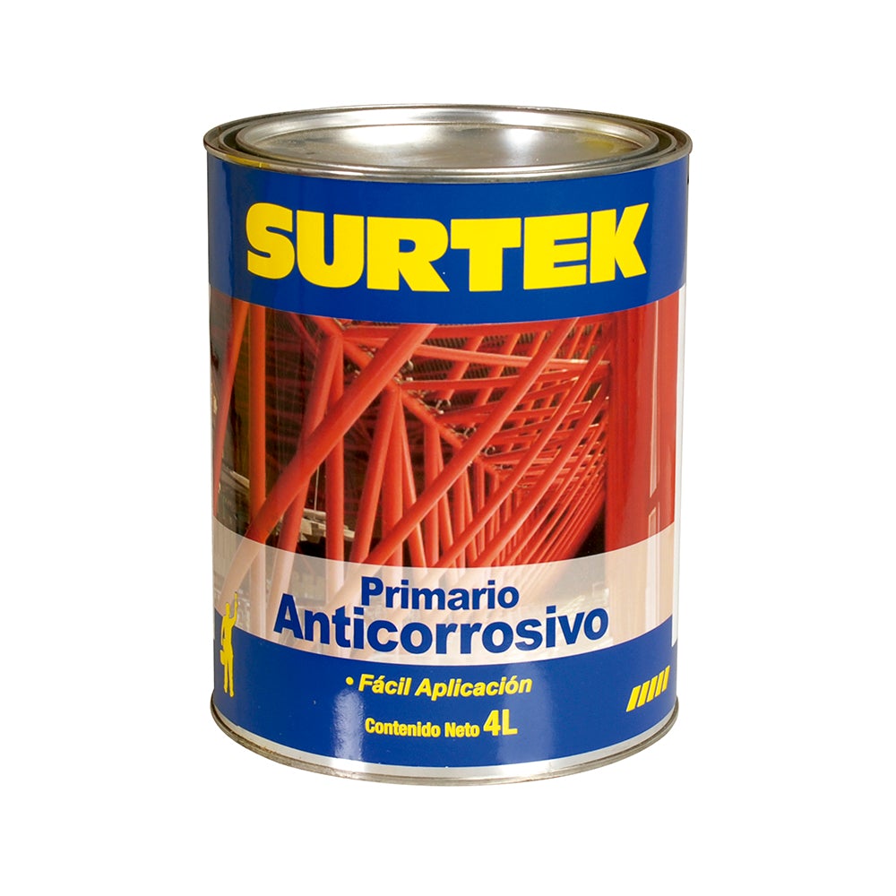 ESMALTE ANTI CORROSIVO PARA METAL 4 LT COLOR ROJO ÓXIDO SURTEK