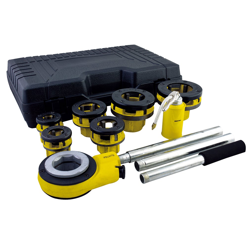 JUEGO DE TARRAJA PARA TUBOS NPT 1/2" A 2",  9 PIEZAS SURTEK