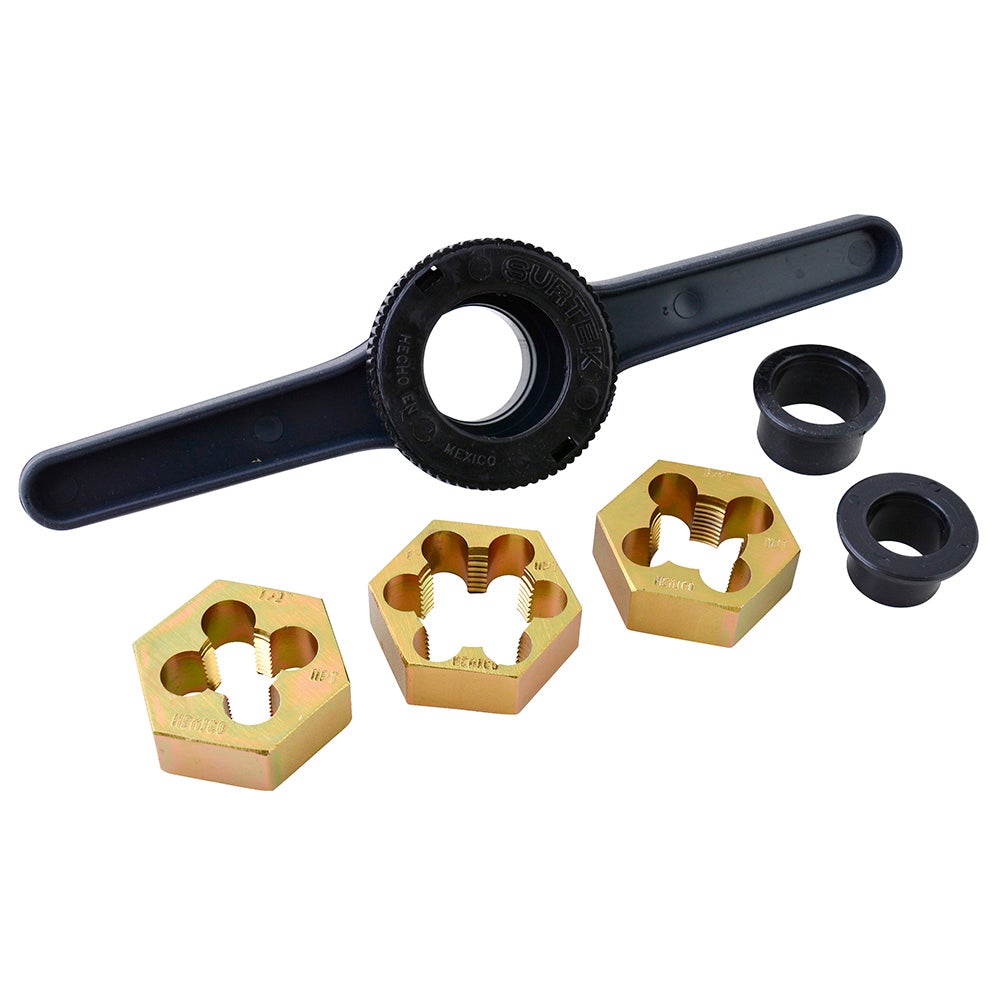 JUEGO DE TARRAJA PARA TUBOS DE PVC 1/2" A 1",  6 PIEZAS SURTEK