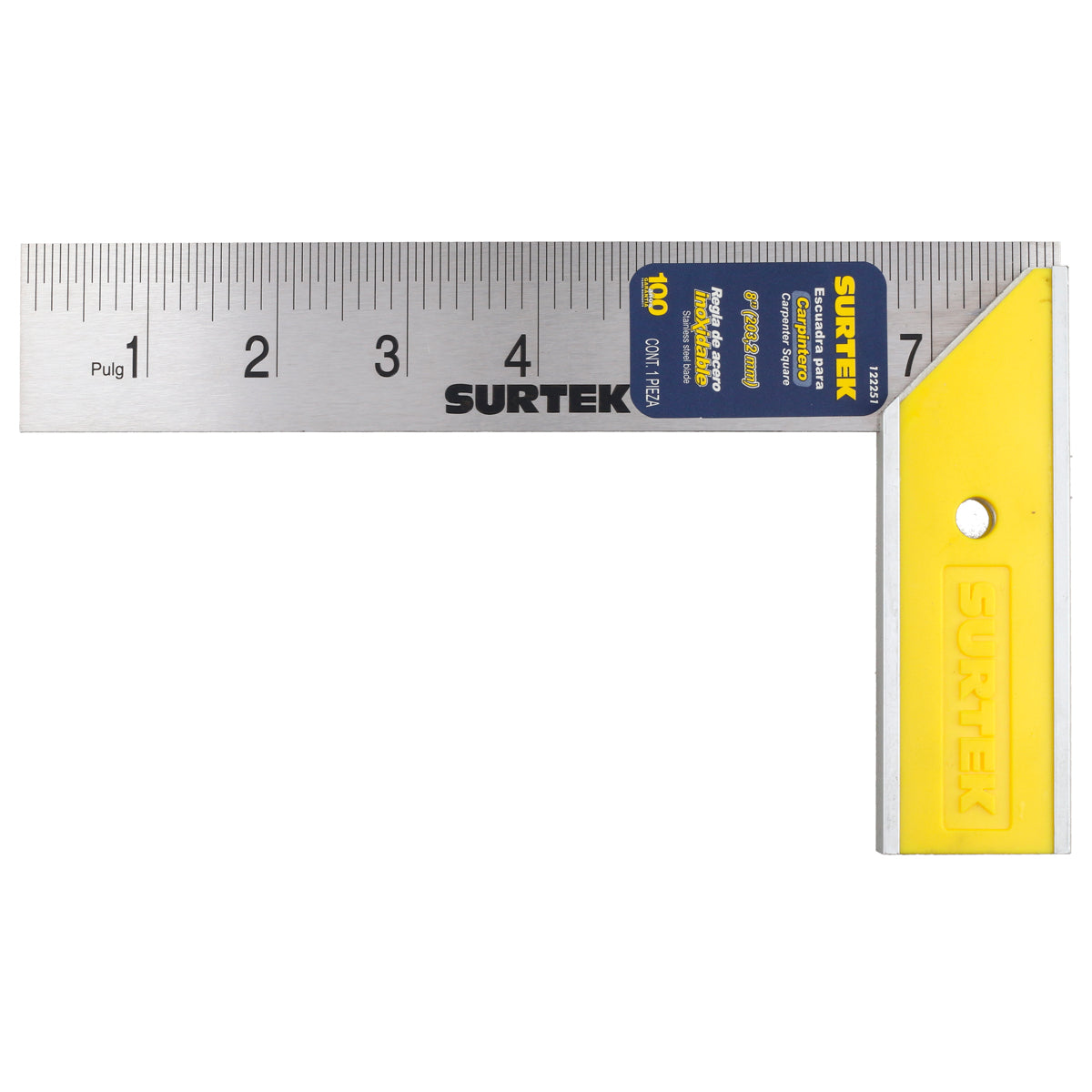 ESCUADRA DE CARPINTERO 8" CON MANGO DE PLÁSTICO SURTEK