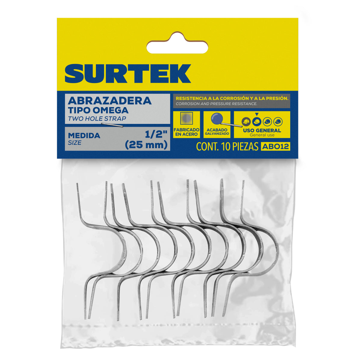 ABRAZADERA PARA TUBO TIPO OMEGA 1-1/2", 5 PIEZAS SURTEK ABO112