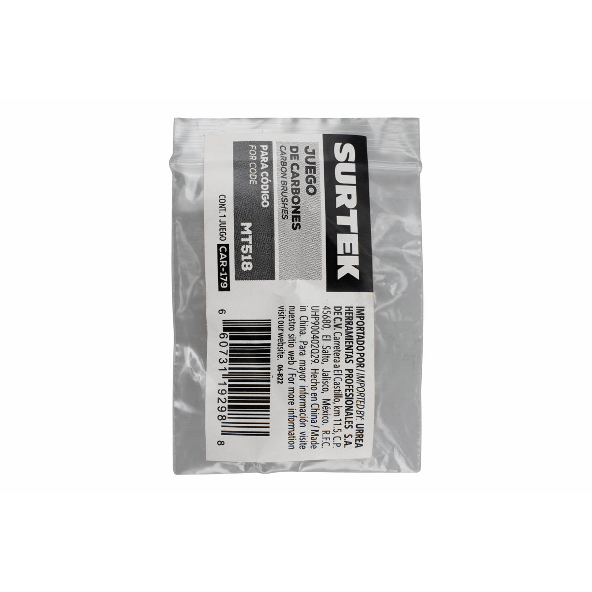 JUEGO DE CARBONES PARA MT518, 2 PIEZAS. SURTEK