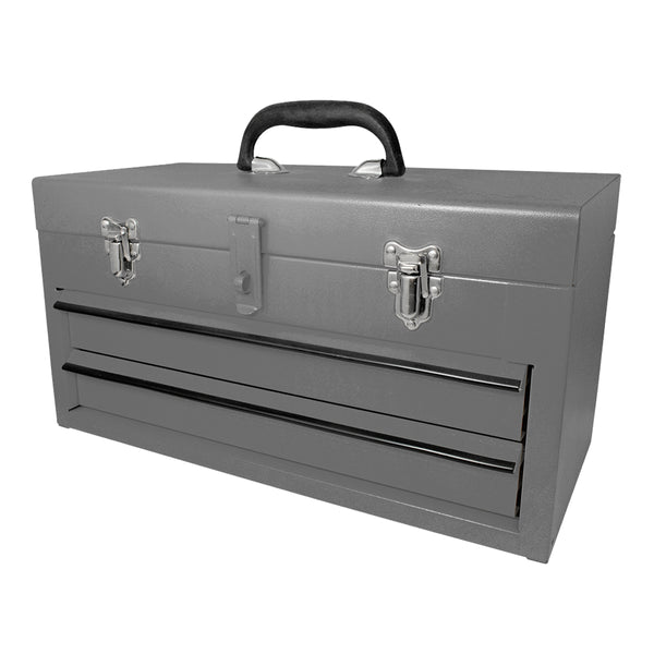 CAJA PORTAHERRAMIENTAS METÁLICA COLOR GRIS CON 2 GAVETAS 18" X 9" X 11" SURTEK CM2G