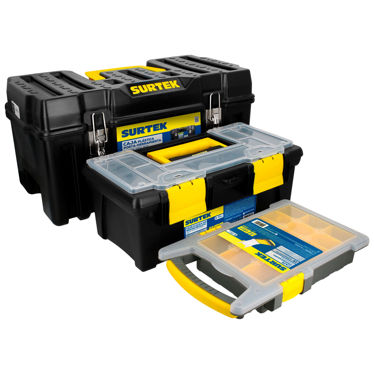 JUEGO DE CAJAS PORTAHERRAMIENTAS PLÁSTICAS, 3 PIEZAS SURTEK CPS3C