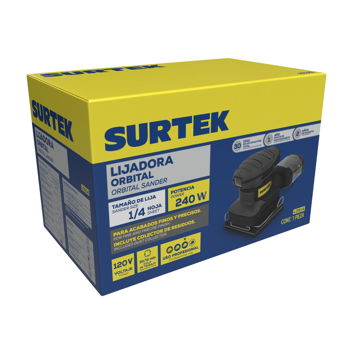 LIJADORA ORBITAL 1/4" 240 W 120 V, 13000 RPM SURTEK