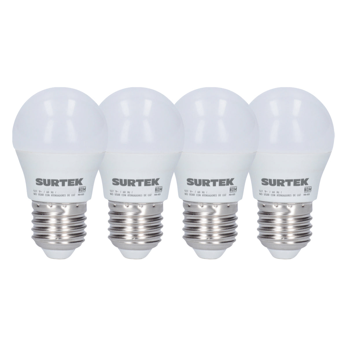 PAQUETE DE 4 LÁMPARAS DE LED TIPO BULBO A19, 5 W LUZ DE DÍA SURTEK