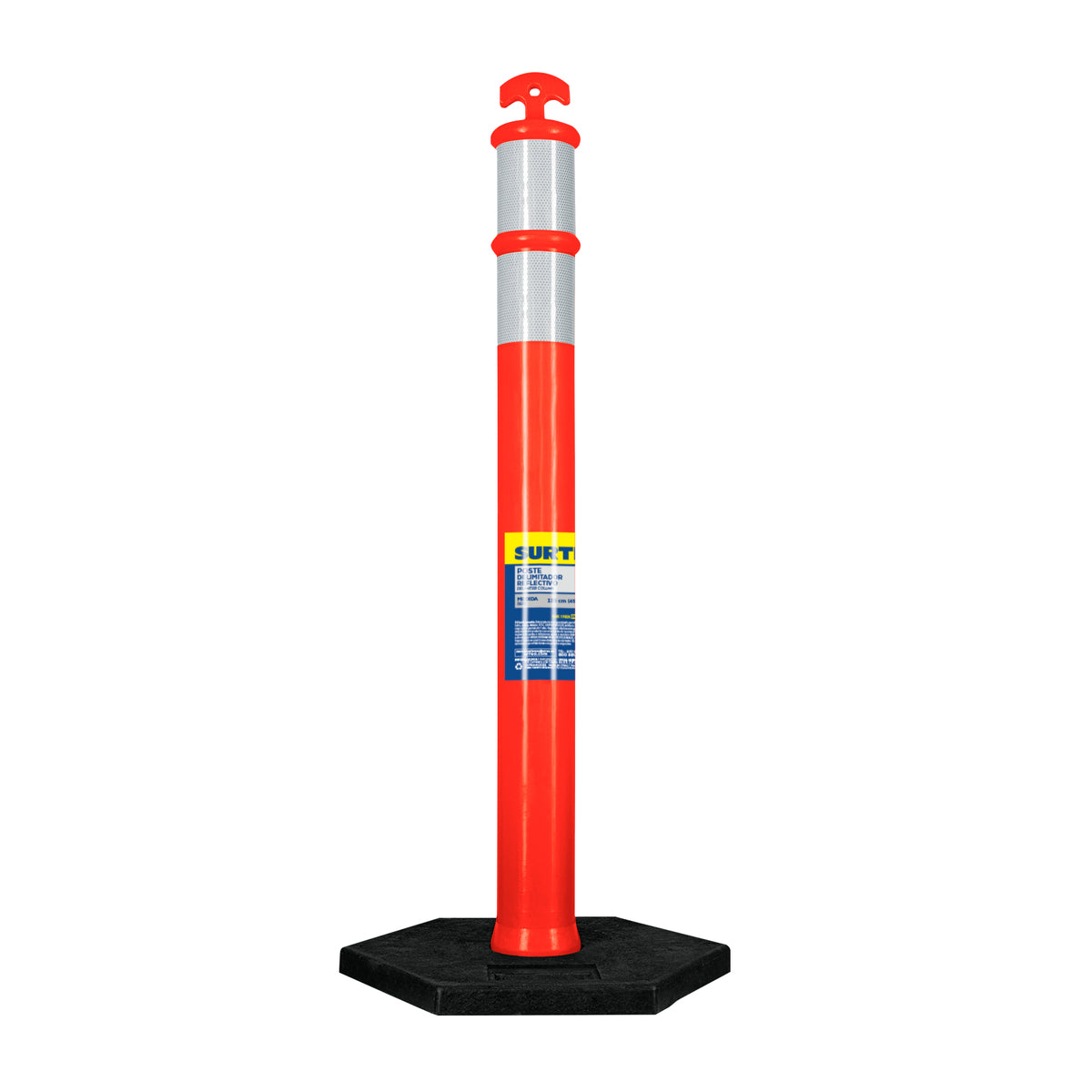 POSTE DELIMITADOR CON BASE Y REFLEJANTE, 115 CM SURTEK POS115
