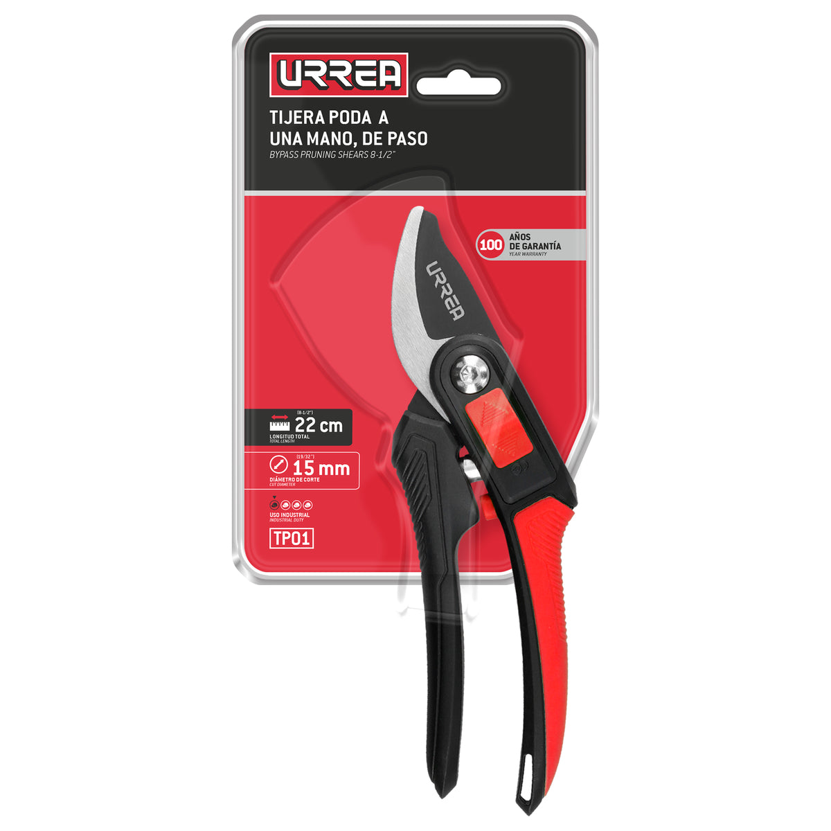 TIJERAS PARA PODA A UNA MANO 8-1/2" PASO URREA
