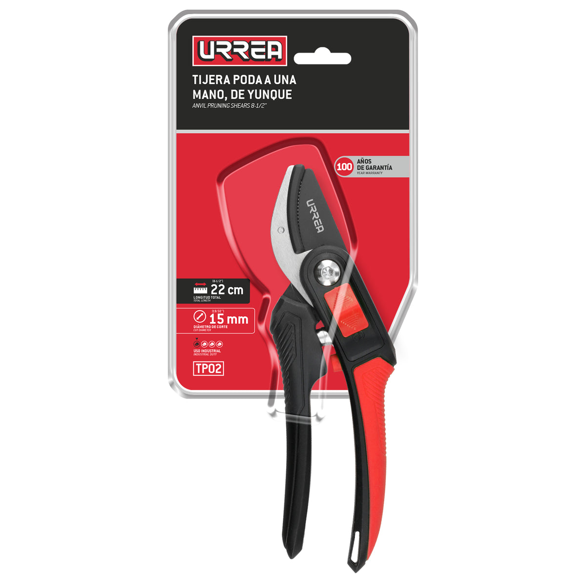 TIJERAS PARA PODA A UNA MANO 8-1/2" YUNQUE URREA
