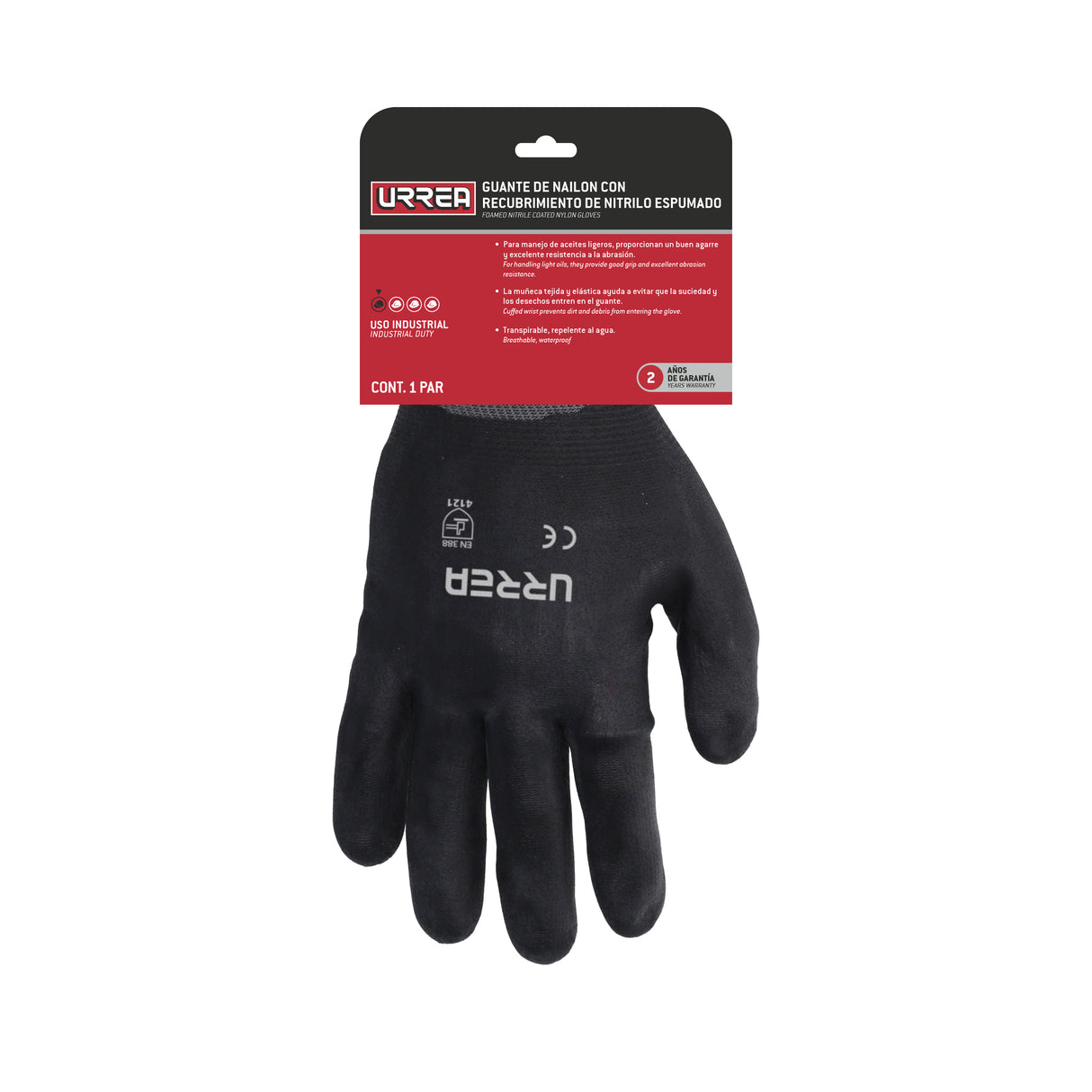 GUANTE DE NAILON CON RECUBRIMIENTO DE NITRILO ESPUMOSO EG URREA USGEX