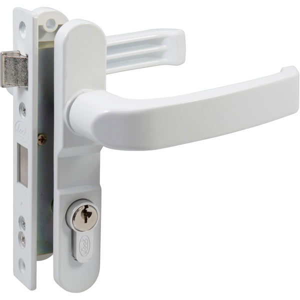 CERRADURA EURO PARA PUERTA DE ALUMINIO FUNCIÓN DOBLE, BLANCO, LLAVE ESTÁNDAR LOCK