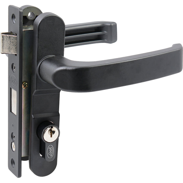 CERRADURA EURO PARA PUERTA DE ALUMINIO FUNCIÓN DOBLE, NEGRO, LLAVE ESTÁNDAR LOCK