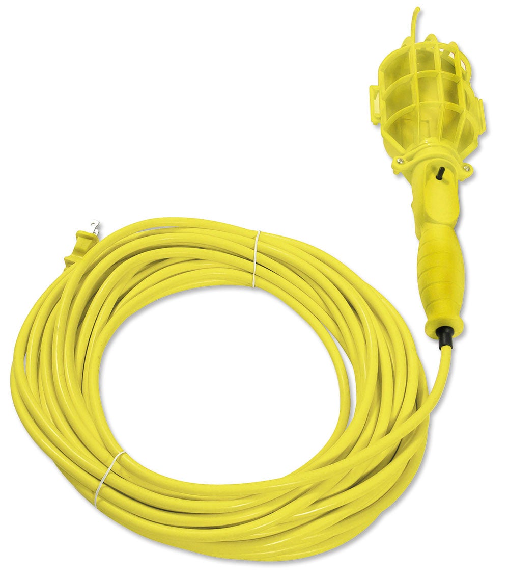 LÁMPARA DE TALLER CON CANASTILLA PLÁSTICA, COLOR AMARILLO, 15 M SURTEK