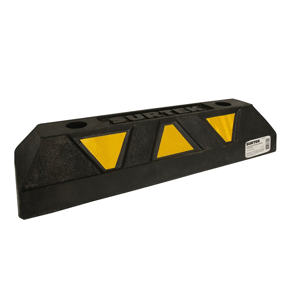 TOPE DE ESTACIONAMIENTO CON TRIÁNGULOS REFLEJANTES DE 54 X 16 X 11 CM SURTEK