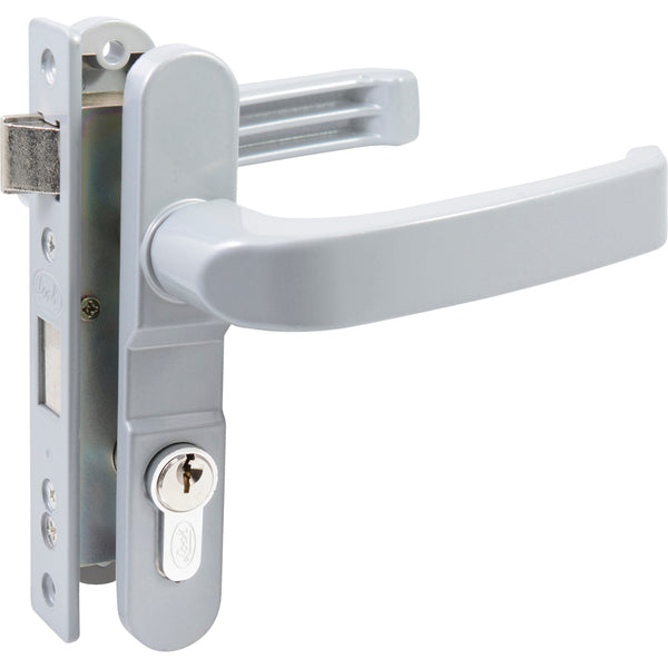 CERRADURA EURO PARA PUERTA DE ALUMINIO FUNCIÓN DOBLE, GRIS, LLAVE ESTÁNDAR LOCK