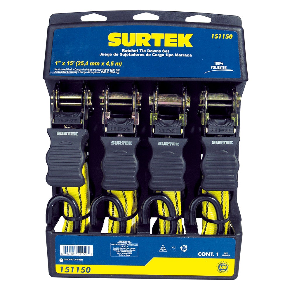 JUEGO DE SUJETADORES TIPO MATRACA, 4 PIEZAS SURTEK