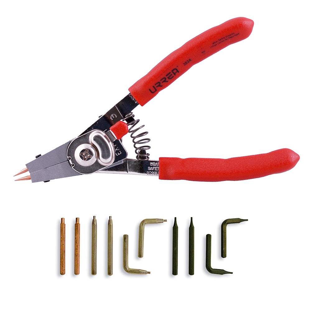 PINZA PARA ANILLOS DE RETENCIÓN CON PUNTAS INTERCAMBIABLES, 11 PIEZAS URREA