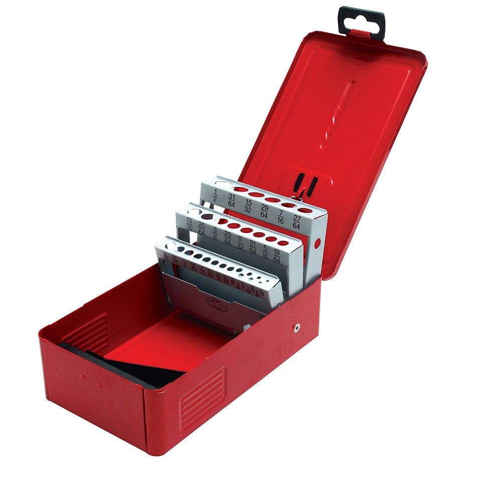 CAJA METÁLICA PARA 29 BROCAS ROJA 5" X 4" X 3" URREA