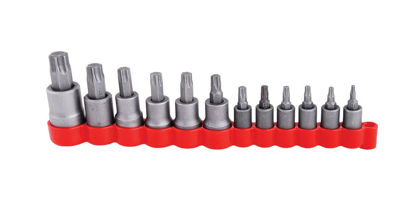 JUEGO DE 12 DADOS CON PUNTA TORX CUADRO DE 1/4", 3/8" Y 1/2" URREA