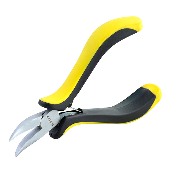 MINI PINZA CON MANGO BIMATERIAL PARA ELECTRÓNICA DE 4-3/4", PUNTA CURVA SURTEK