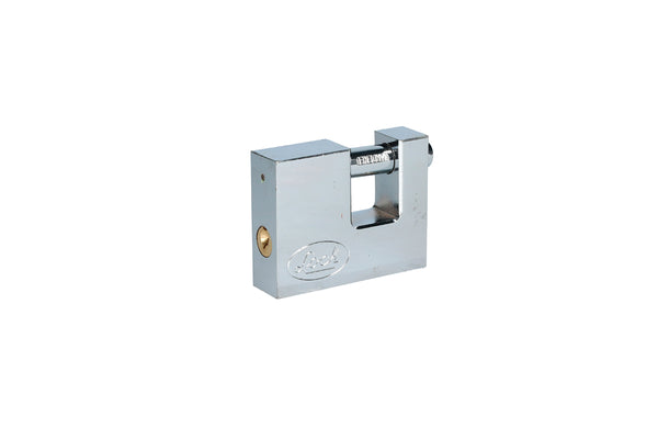 CANDADO DE ACERO PARA CORTINA 70 MM, CROMO SATINADO, LLAVE ESTÁNDAR LOCK