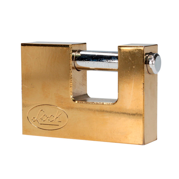 CANDADO DE ACERO PARA CORTINA 70 MM, LATÓN BRILLANTE, LLAVE ESTÁNDAR LOCK