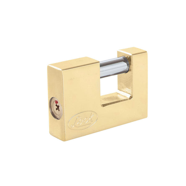 CANDADO DE ACERO PARA CORTINA 70 MM, LATÓN BRILLANTE, LLAVE TETRA LOCK