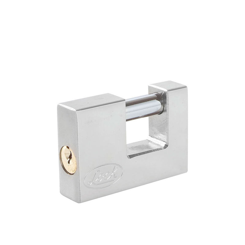 CANDADO DE ACERO PARA CORTINA 80 MM, CROMO SATINADO, LLAVE ESTÁNDAR LOCK