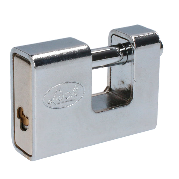 CANDADO DE ACERO PARA CORTINA 80 MM, CROMO SATINADO, LLAVE DE PUNTOS LOCK