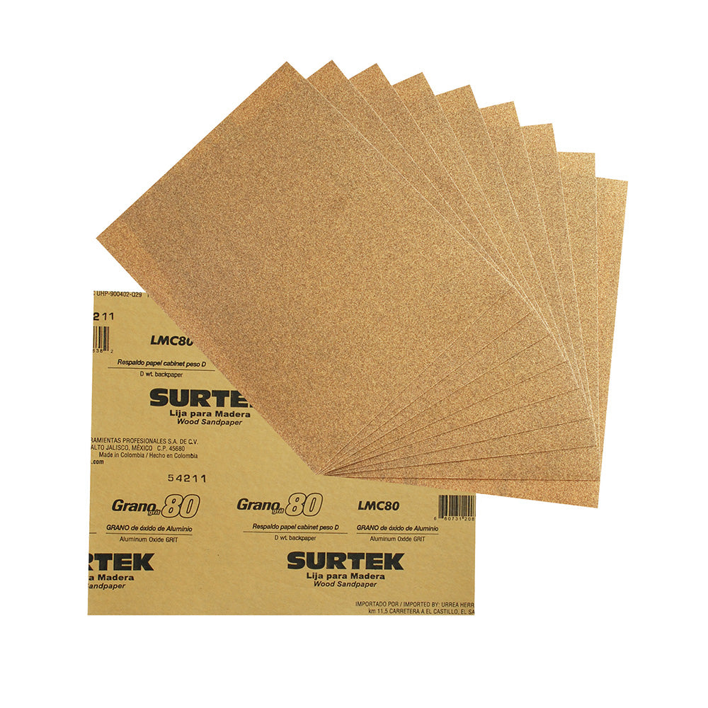 LIJA PARA MADERA, PANEL CABINET, GRANO 80 SURTEK