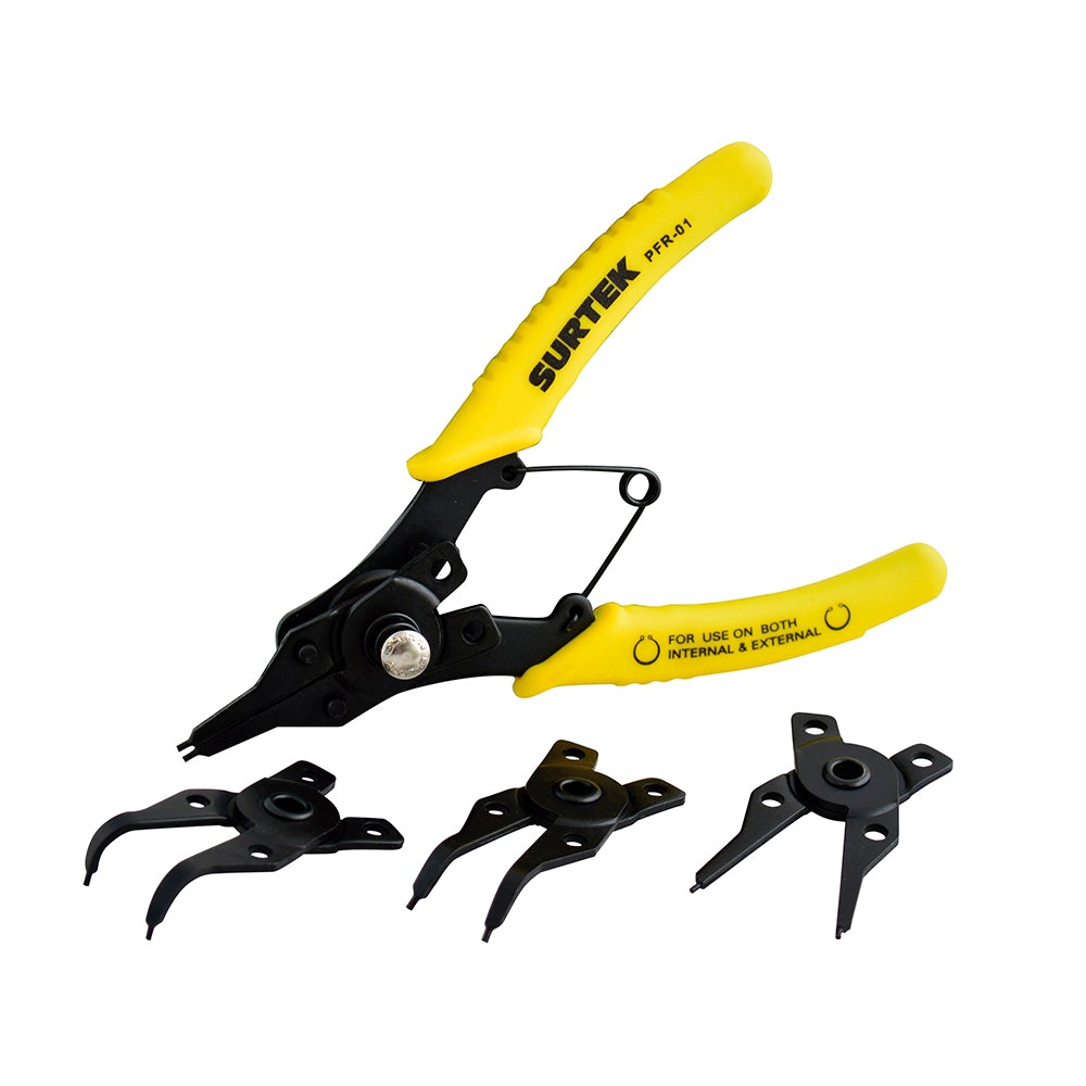 PINZA PARA PARA ANILLOS DE RETENCIÓN CON CABEZA INTERCAMBIABLE, 5 PIEZAS SURTEK