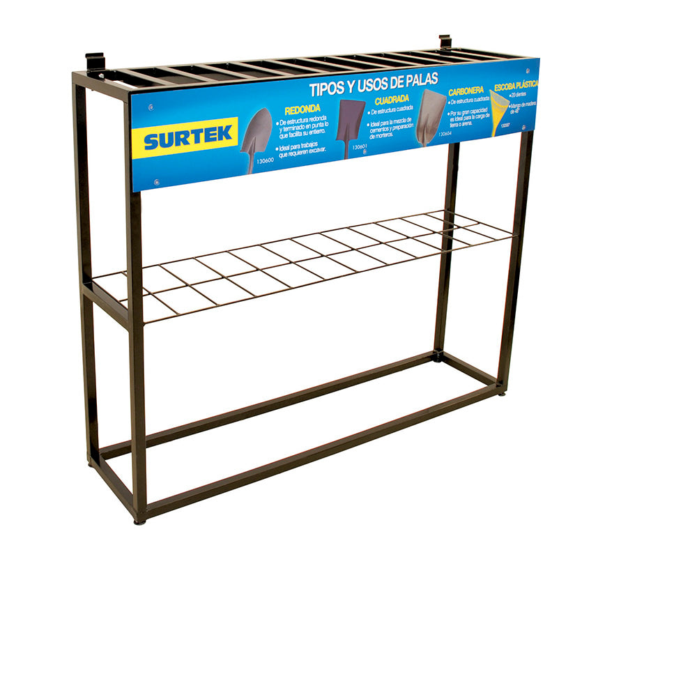 EXHIBIDOR DE PISO PARA PALAS PALAS Y ESCOBAS 122 X 30 X 102 CM SURTEK