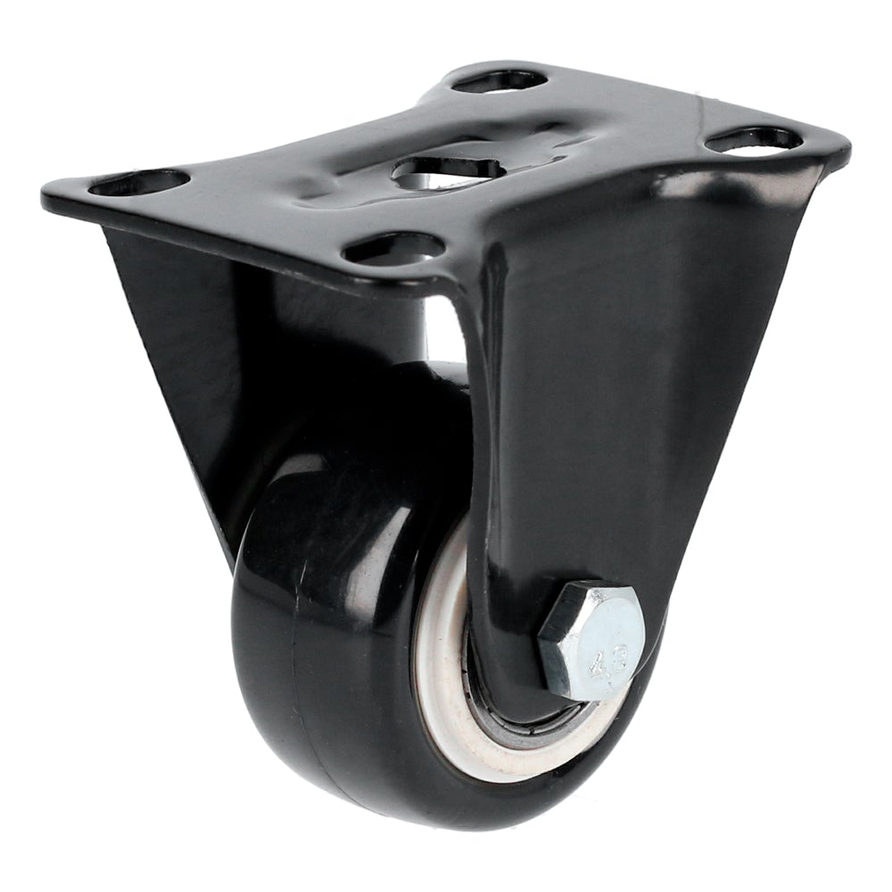RODAJA DE PVC NEGRO CON PLACA FIJA 3" SURTEK