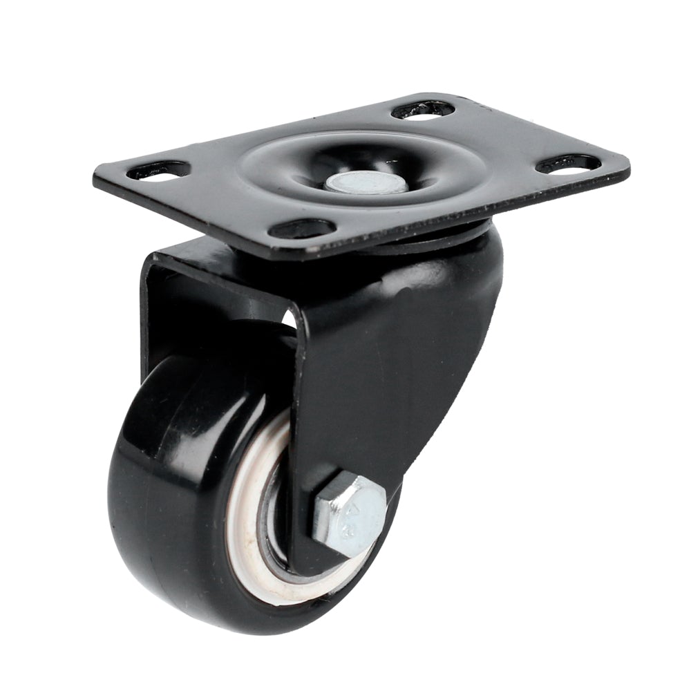 RODAJA DE PVC NEGRO CON PLACA GIRATORIA 3" SURTEK